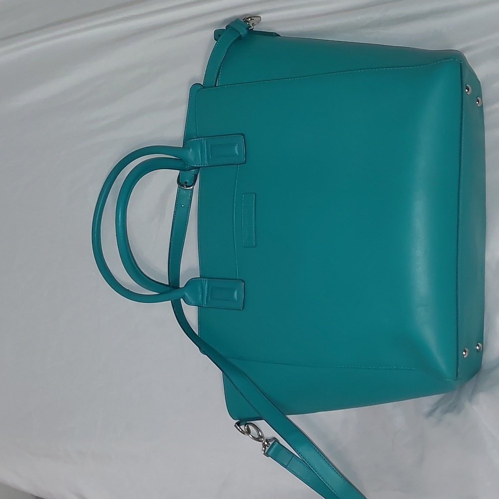 Vera Bradley Teal Faux Leather Tote Bag Purse